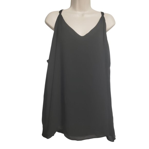 Torrid Sophie Sz 4 Black Chiffon Double Layer Swing Cami Tank Top Black Plus 4X - Picture 1 of 10